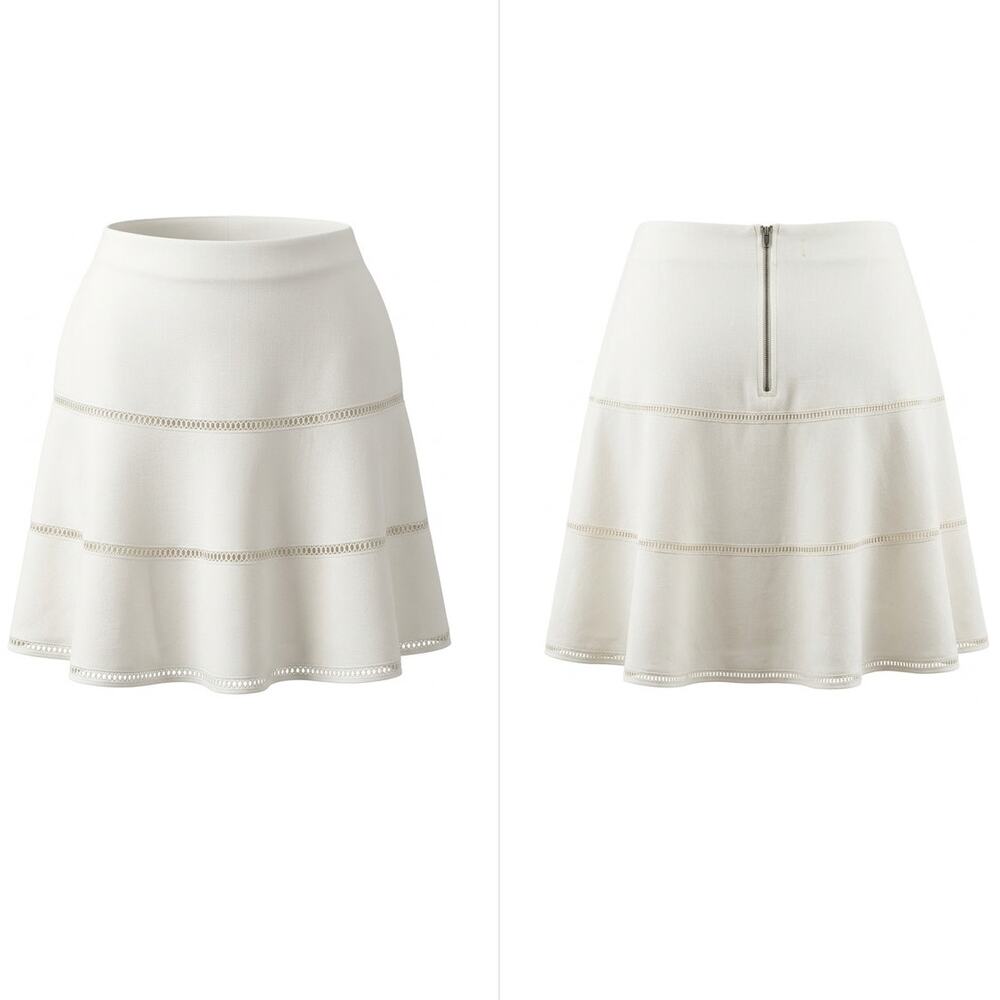 Torrid Ivory White Tiered Crochet Trim Lined A-Line Skirt Women Size 2